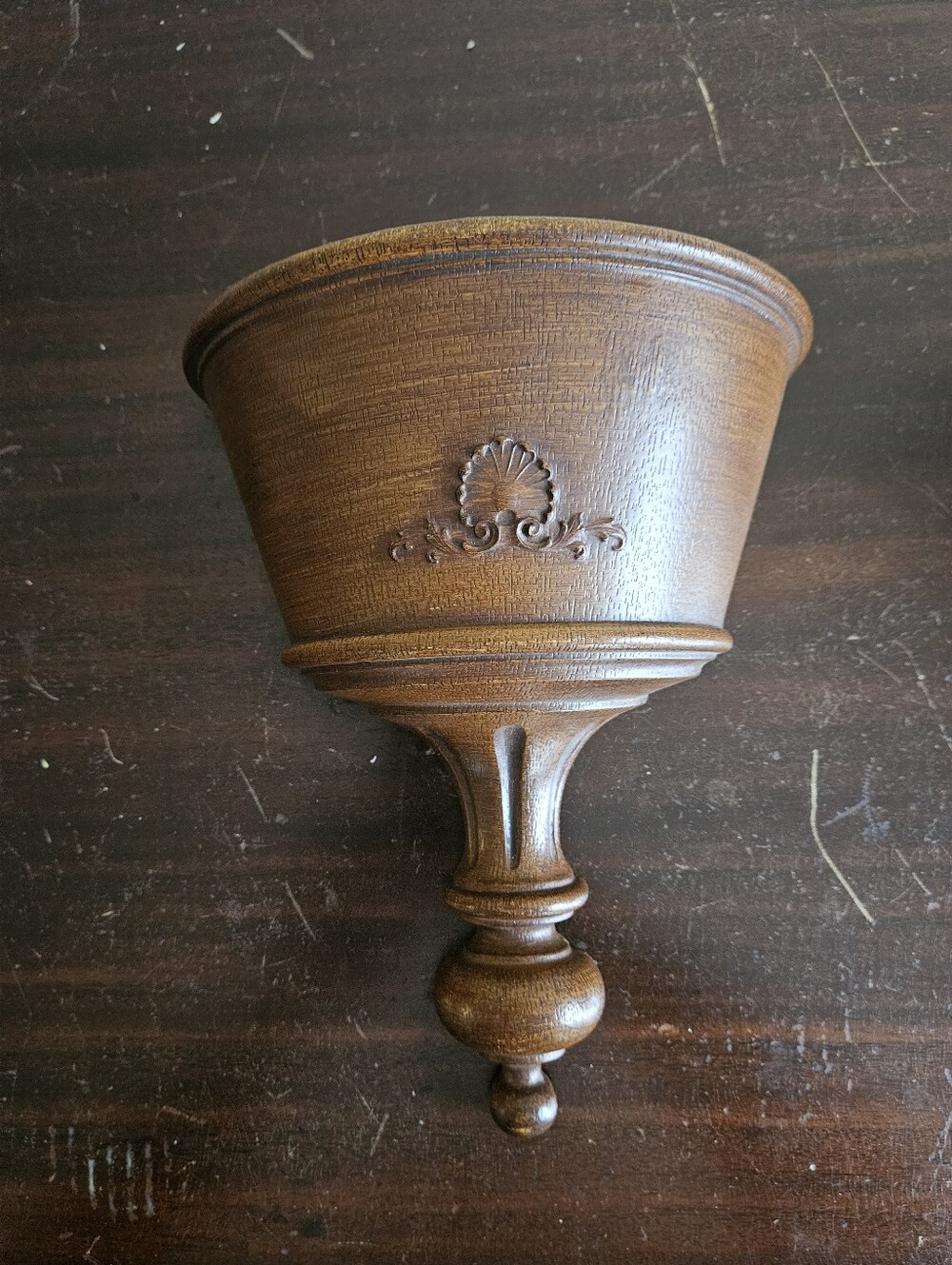 Vtg 1963 Homco 6060 Wall Pocket Planter Mid Century MCM Faux Wood Resin Brown